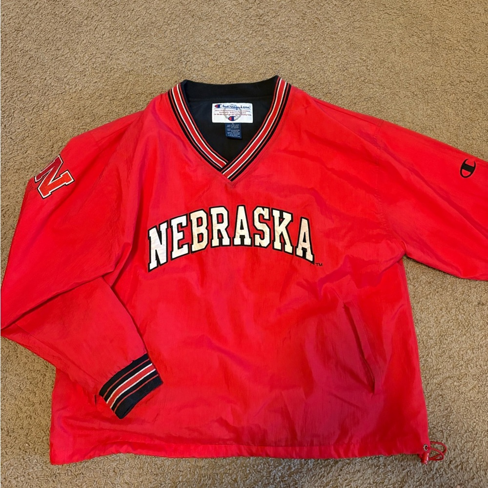 Nebraska Huskers Champion Red Pullover Bomber Jacket